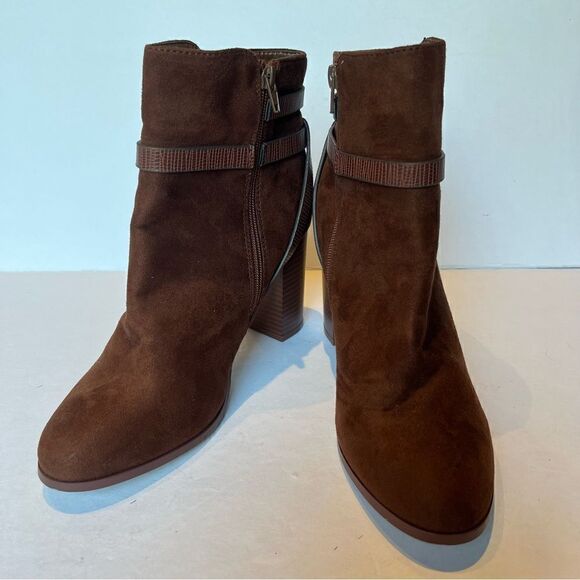 Cato Women's Heeled Brown Faux Suede Ankle Boots Size 9M - Picture 1 of 9